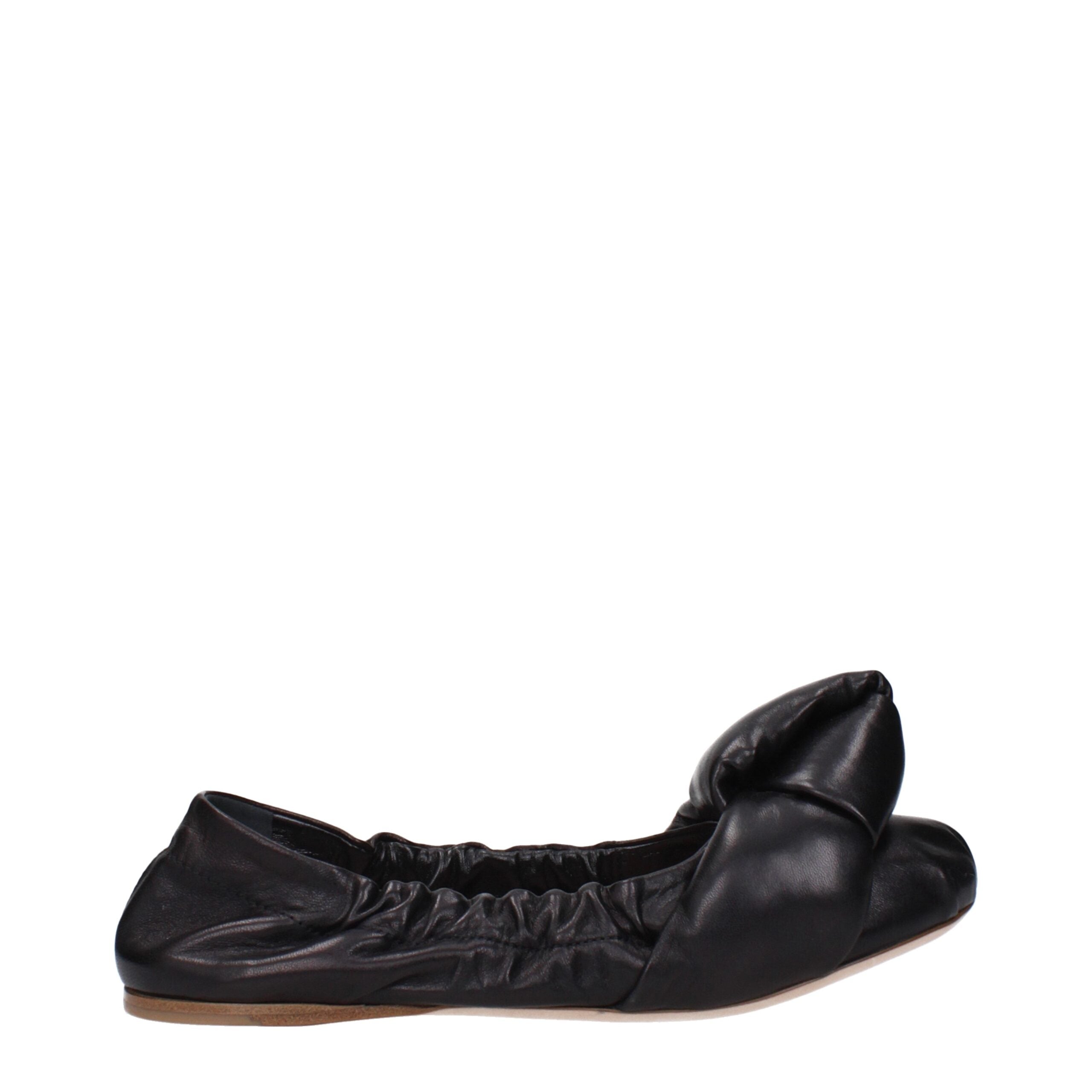 Miu Miu Black Leather Ballet Flats